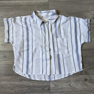 Aéropostale Women’s Button Down Crop Top White/Blue Stripe - Size Small